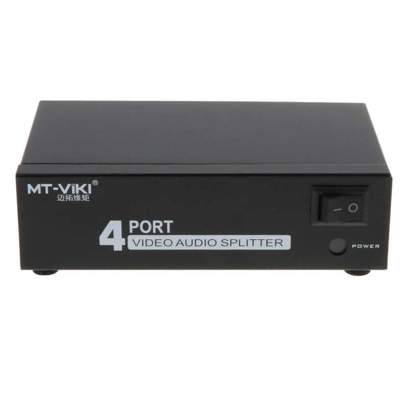 4Port AV Switch 3 RCA Splitter Adapter 1 Input 4 Output L/R Audio Video Switcher