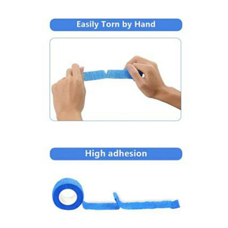1 Roll Medical Self-adhesive Elastic Non-woven Wrap Tape Bandage (Blue)