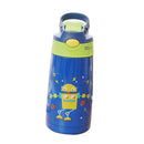 400ml Kid Spill-Proof Sippy Vacuum Cup with Straw School Outdoor Dark Blue