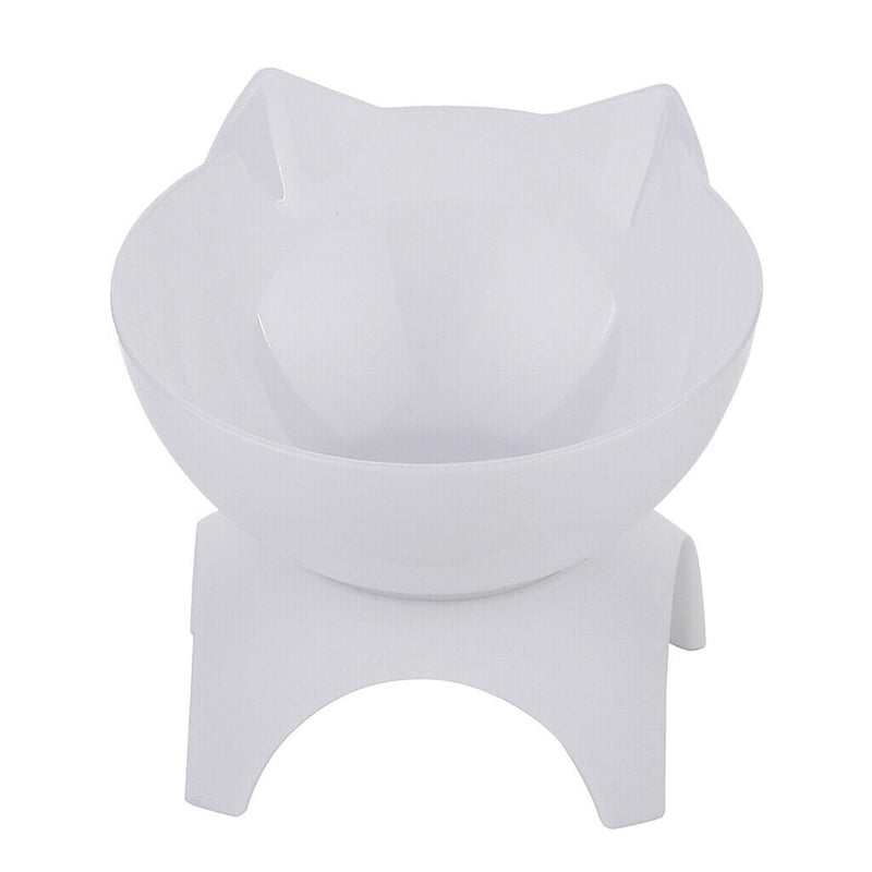 Elevated Dog and Cat Pet Feeder Cat Dog Raised Stand Single Bowls White