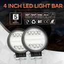 LED Work Light, 2pcs 4 Inch Spot Flood Combo Diffused Round LED Work Lights