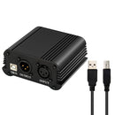 48V Phantom Power Supply with USB Cable XLR 3 Pin Mic Audio Cable for Condenser