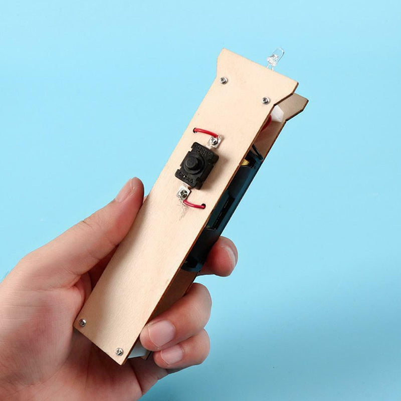 DIY Flashlight Wood Toys Kit Kid Educational Physics Science Assemble Craft