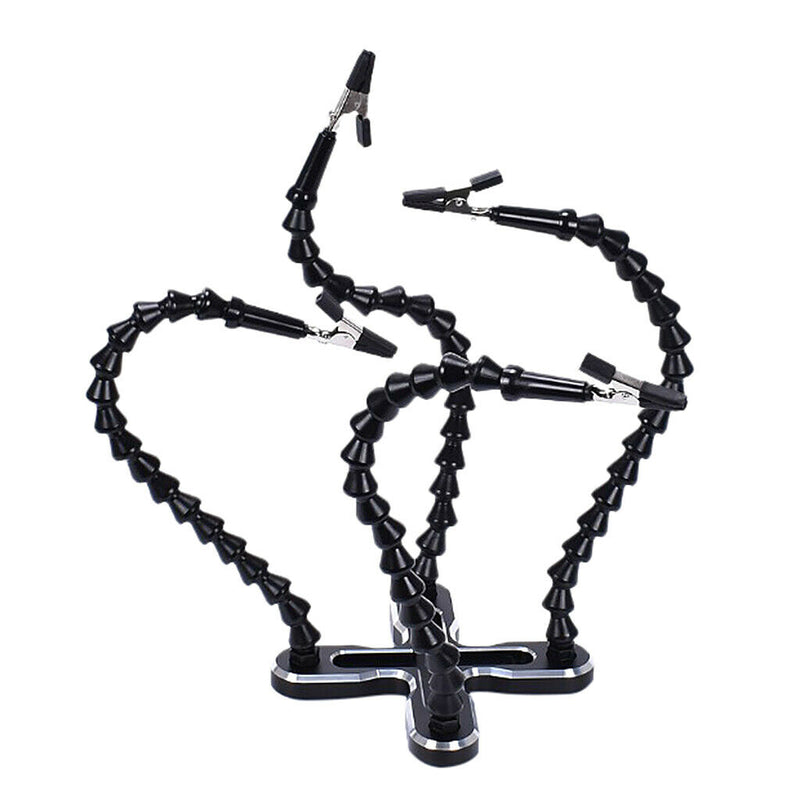 4 Hand Solder Hand Pcb Card Holder Flexible Arm Blue