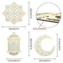 3Pcs Wooden Eid Mubarak DIY Moon Hanging ornament Wall Art Craft Home Decoration