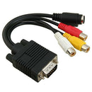 New PC VGA SVGA TO S-Video 3 RCA Composite HD AV TV Out Converter Adapter Cable