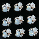 10x Diamante Crystal Flower Flatback Craft Buttons Scrapbook Embellishment