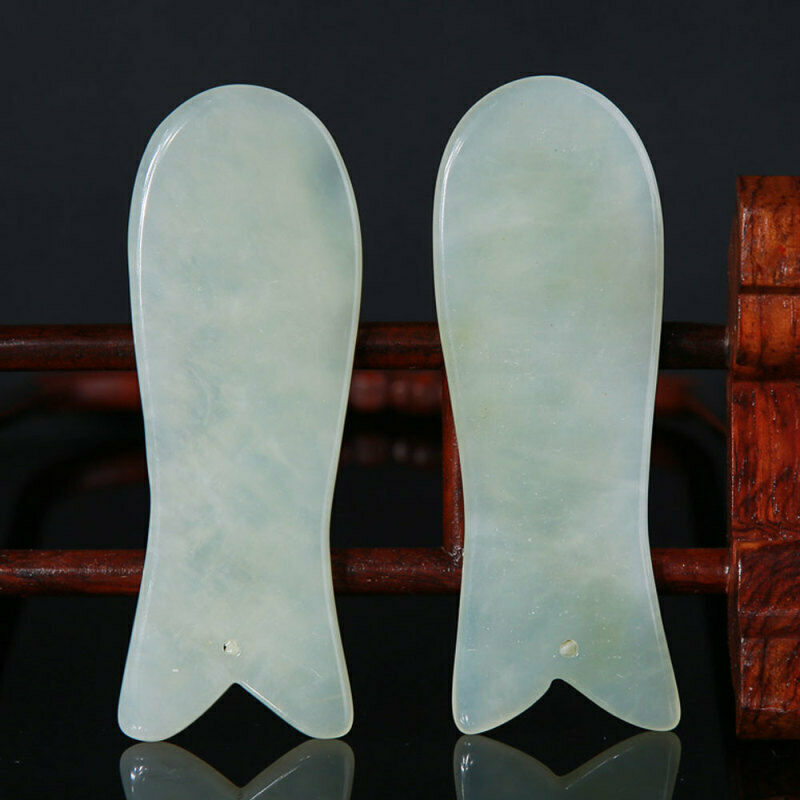 2X Natural Facial Gua Sha Jade Stone Guasha Board Scrape Therapy Massag GKD