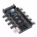 SATA Port to 10 Way 12V 3/4Pin Cooling Fan Splitter Hub PWM Controller Adapter