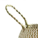 Straw Basket Flower Pot Natural Woven Tote Belly Basket with Handle Folding