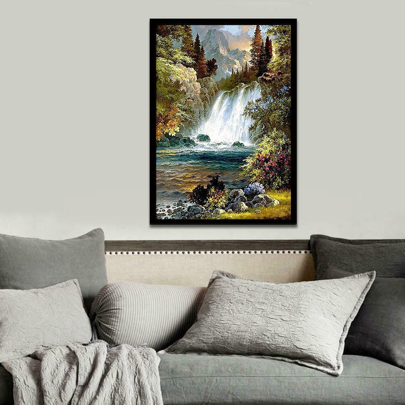 Waterfall Full Drill Round Diamond Painting DIY Needlework Cross Stitch Set