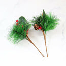 3pcs Christmas Red Berry Pine Cone Picks With Holly Branches Floral Decor