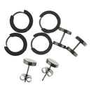 4 Pairs Assorted Style Stainless Steel Huggie Earrings Black Small Hoop Studs