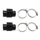 2 Set Black Water Hose Coolant Temperature Sensor Hose Adapter Set w/ Clamp