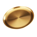 Stainless Steel Dinner Plate Food Serving Lunch Dish BBQ Picnic Golden 23cm