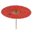 Plum Blossom Pattern Red Bamboo 31.5" Dia Oriental Umbrella Parasol