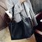 2pcs/set Women Handbag PU Clutch Sling Bag Shoulder Top-handle Bags (Black) A