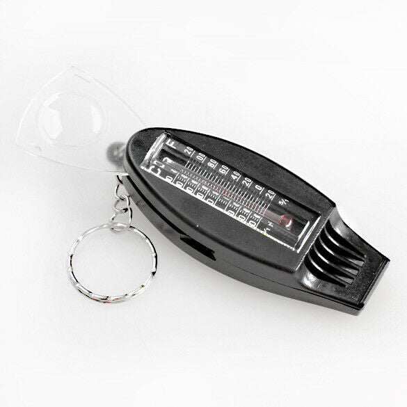 4IN1 Compass Thermometer Whistle Magnifier Versatile with Keychain Travel