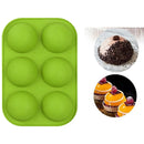 5x Round Silicone 6 Holes Semi-Sphere Non Stick Mold Cake Baking Mould Green