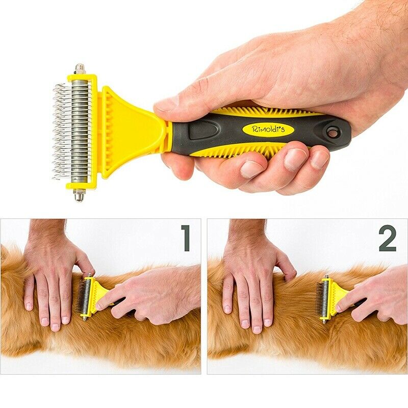 Double Sided Pet Dematting Comb | Stainless Steel Grooming Brush for Small, X4M2