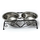 Stainless Double Dog Bowl + medium bowl metal bowl waterer stand