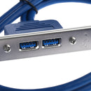 2Port USB3.0 Female to PC Motherboard 20pin Flat Cable 1.5ft with PCI Bracke