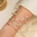 6pcs/Set Turquoise Stone Bracelet V-shaped Cuff Bangle Women Jewelry Gift A