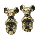 2pcs Brass GoldenFeng Shui Statue Chinese Zodiac Animal Mouse/Rat Birthday Gift