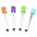 4 pcs Stainless Steel Food Clip Hanging Hand Silicone Tongs Vegetable Fruit M6G2