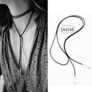 Lady Charm Bohemia Neck Jewelry Sexy Black Imitation Leather Choker Tie Necklace