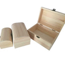 3x Plain Wooden Pirate Treasure Chest Wood Jewellery Storage Art Craft Box