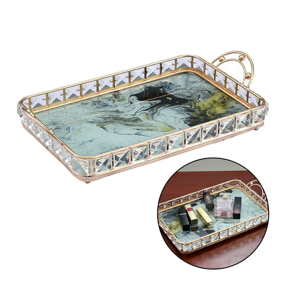 Rectangle Golden Mirror Candle Table Centrepiece Serving Tray Decorative Plate