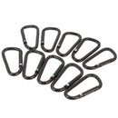 10Pieces Black D Shaped Aluminum Alloy Carabiner Hook Keychain Accessor Gw