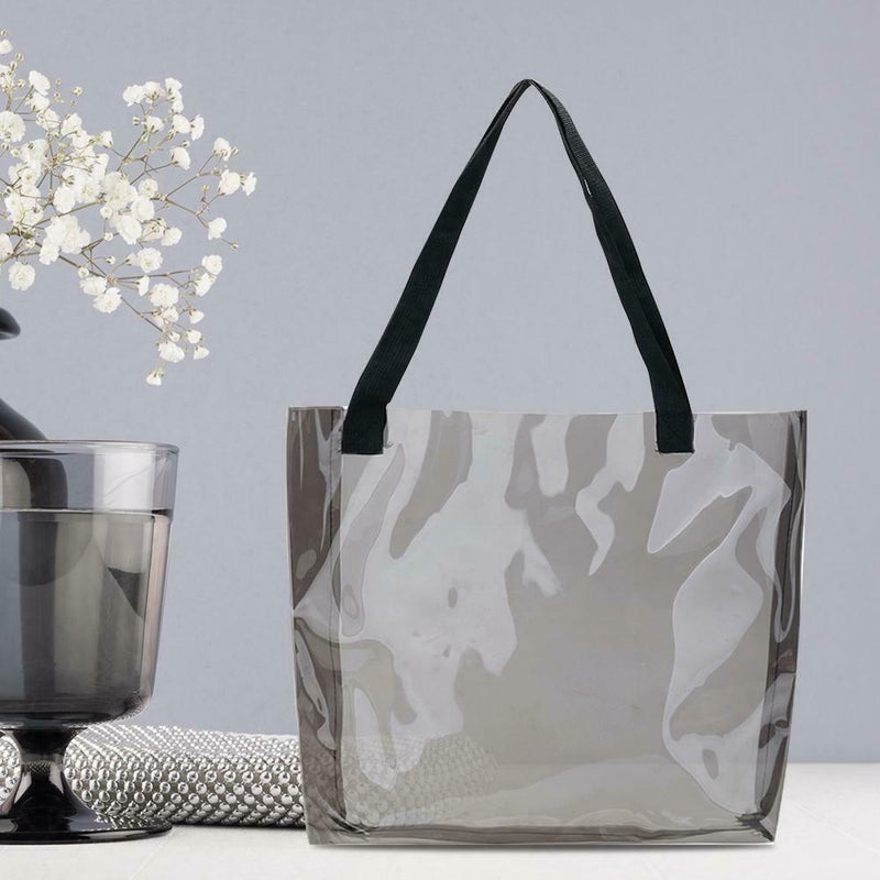 Clear PVC Transparent Shopping Bag Shoulder Handbag Lady Travel Tote (Grey)
