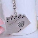 Fashion Poker Hand Playing Cards Royal Flush Keyring Metal Collectables Key G3Y0