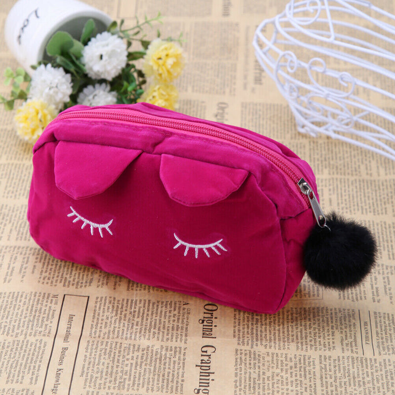 Cute Cosmetic Makeup Bag Case Handbag Travel Toiletry Organizer (Rose Red) A