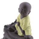 Little Kong Fu Monk Backflow Smoke Cone Incense Burner Holder Buddhism YLW