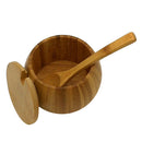 2Pcs Bamboo Wooden Spice Jar Sugar Bowl Tea Salt Seasoning Storage Box