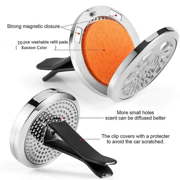 2 Pcs Stainless Car Air Vent Clip Freshener Essential Oil Diffuser Aromatherapy
