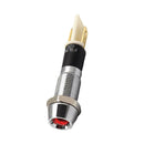8mm 12V Red LED Metal Indicator Dash Light Lamp Wire Leads