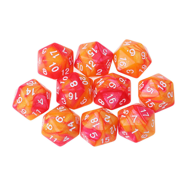 10pcs/set 20 Sided D20 Dice for TRPG Game   Orange Red