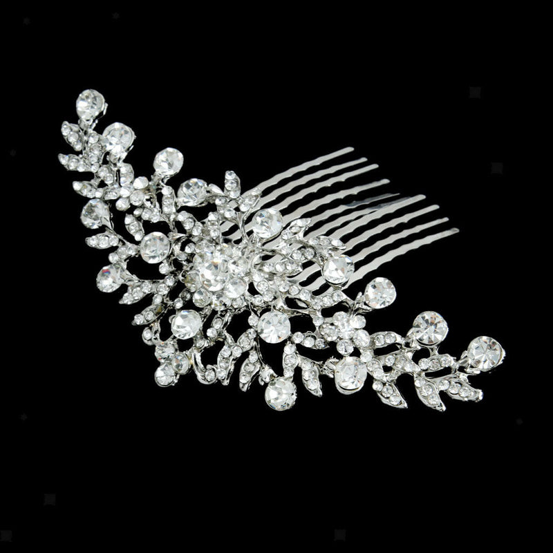 Bridal Wedding Flower Diamante Crystal Rhinestone Women Hair Comb Headpiece