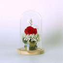 Transparent glass bell glass suction glass jars with wooden floor for flowe