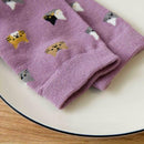 1 Pair Women Cute Cat Pattern Cotton Socks Anti-slip Fast Breathable T4J9