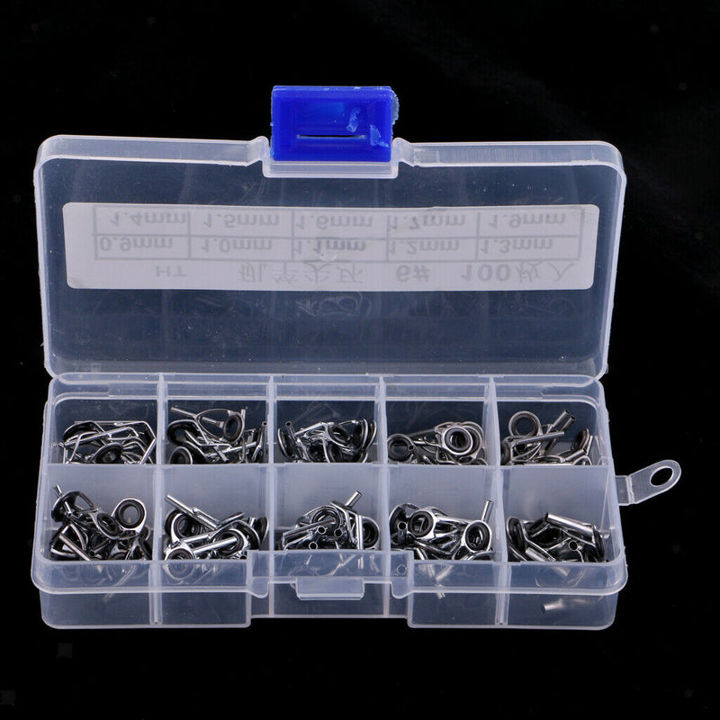 100pcs Fishing Top Rings DIY Pole Repair Kit Line Guides Eyes 0.9mm/ 1.0mm/