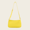 Women Solid Evening Clutch Shoulder Handbags PU Leather Totes Bags (Yellow)
