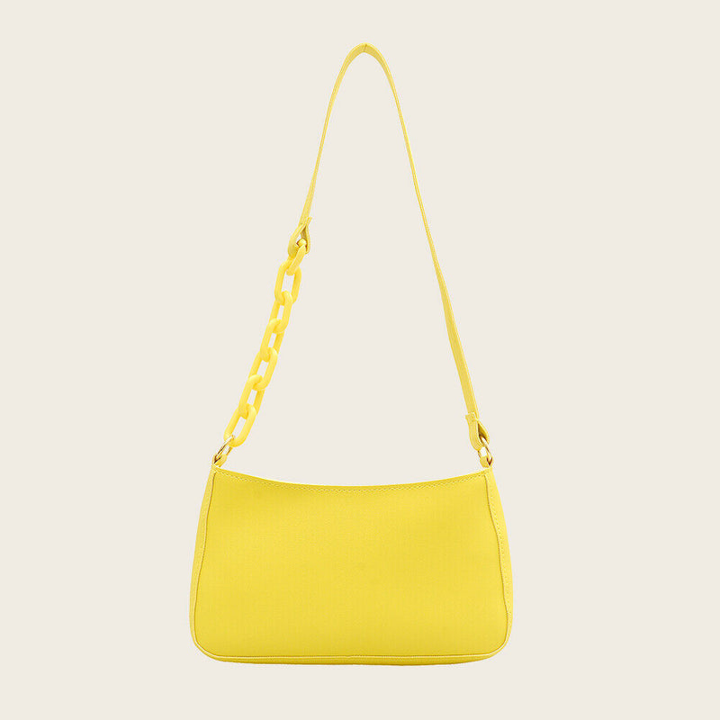 Women Solid Evening Clutch Shoulder Handbags PU Leather Totes Bags (Yellow)