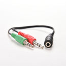3.5mm Female to 2 Dual Male Jack Plug Audio Stereo Headset Mic Splitter Cable