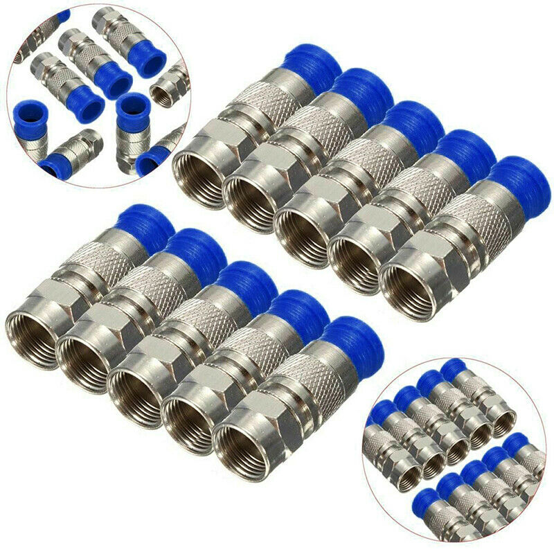 10x RG6 F Compression Connector Coax Cable Coaxial Fitting Compression Tool SeSã€