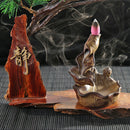 Ceramic Backflow Incense Burner Cones Lotus Leaf Fragrant Smog Home Decor